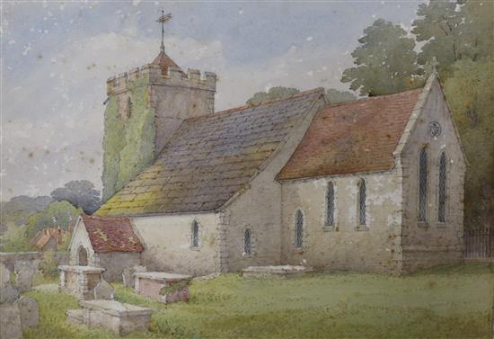 G. de Paris, 3 watercolours, views of Portslade Church, Lewes Priory and East Hoathly Church c.1890-1900, largest 51 x 35cm, unframed